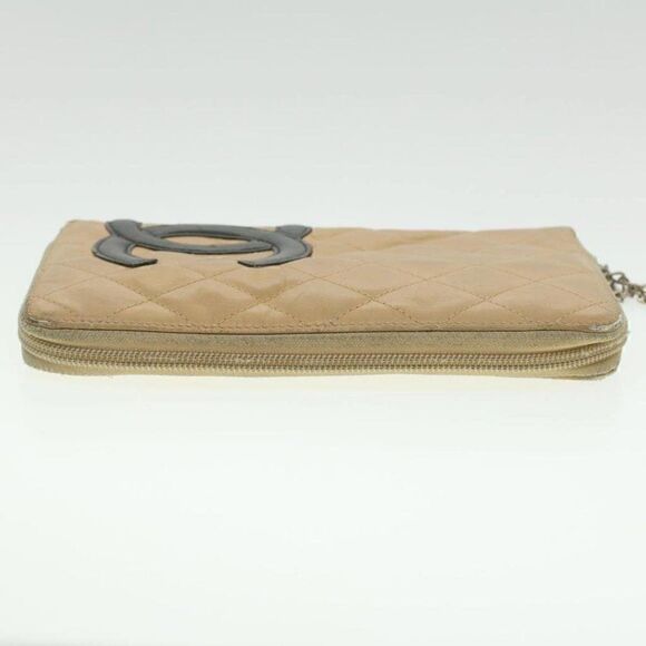 CHANEL Cambon Line Wallet Leather Beige Black - Picture 6 of 15